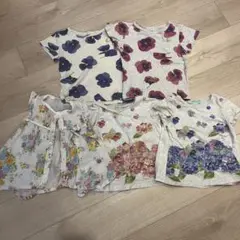 ハッカキッズ　花柄Tシャツ・ブラウス5枚セット 110cm