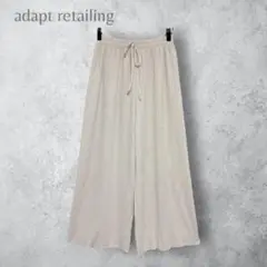 【adapt retailing】　リブワイドパンツ　ウエストゴム　無地　ゆるめ