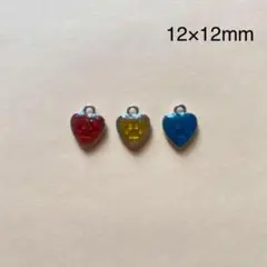 肉球のハート型チャーム　3個　12×12mm　シルバー　アソート　現品　P12