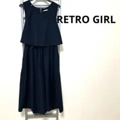 【即日発送】レトロガール　サロペット　オールインワン　パンツ　M ネイビー