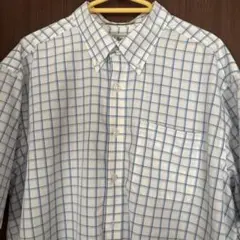 L.L.Bean 白に青 と水色のチェックシャツ　ボタンダウン　XL