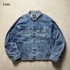 Lois デニムジャケット ミディアムブルー Gジャンフェードハンドポケット古着