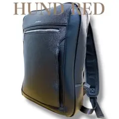 HUND RED 良品 A4収納可 大容量 多収納 ロゴ刻印 リュック ブラック