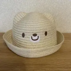 美品✳︎ クマの顔 麦わら帽子 ベージュ