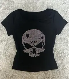 スカルデザイン ブラック Tシャツ 半袖 ドクロ y2k