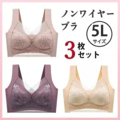 5L ノンワイヤー ブラ 3枚セット ウォームカラー シームレス 大きいサイズ