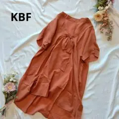 KBF くすみオレンジ✨ボウタイチュニックブラウス F