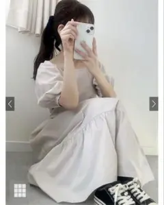 GRL スクエアネックバックリボンティアードワンピース k8839w