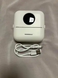 ホワイト ミニプリンター USBケーブル付き