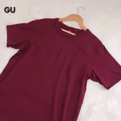 極美品★GU クルーネックTシャツ 無地 ワイン