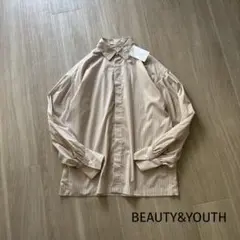 タグ付き2023 BEAUTY&YOUTH ボリュームスリーブストライプシャツ
