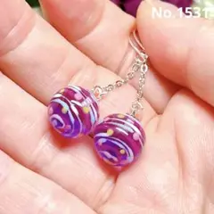 レジンピアス 水風船 ヨーヨー パープルグラデーションNo.1531