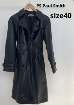 超高級 ポールスミス レザー トレンチコート ブラック 希少モデル✨ 総柄