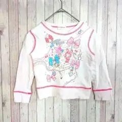 mezzo piano メゾピアノ*ラメ プリント 長袖 スウェット シャツ