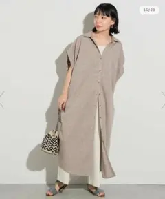BEAMS HEARTビームスハート　オーバーショルダー ワンピース　ベージュ