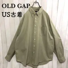 US古着OLD GAP 長袖シャツボタンダウンBDカーキ無地80s90s