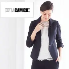 ポンチ長袖スタンドカラージャケット ブラックネイビー