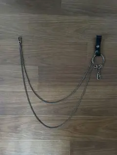 PPFM シルバー ブラック ロングウォレットチェーン