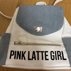 PINK LATTE リュック ホワイト デニム 夏 韓国風 ポシェット