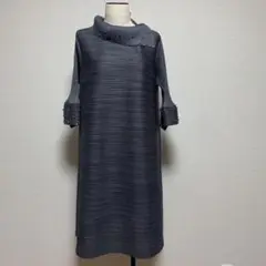 エボニー pleats セレブ 高級 上品 秋 春 レイヤード 重ね着 ドレス