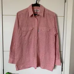 山シャツ　レディース　長袖　赤チェック