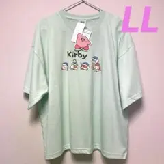星のカービィ Ｔシャツ ＬＬ 刺繍 半袖 ポケット付き ミントグリーン　任天堂