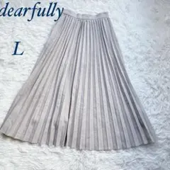 【ヴィンテージ】ウエスト後ろゴム ロングプリーツスカート L 無地 上品 清楚