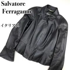 美品『Salvatore Ferragamo』ラムレザー 変形 レザージャケット