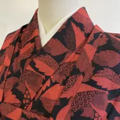 【春】15066t 着物 アンサンブル 羽織 道行コート 3点セット 葉文様