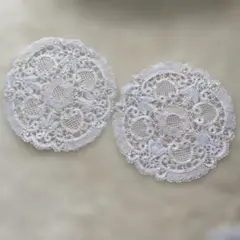 ホワイト花柄レース生地 ２枚セット 直径約19cm