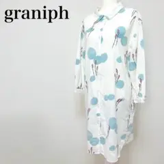 〇 graniph エンブロイダリーガーゼロングスリーブシャツワンピース