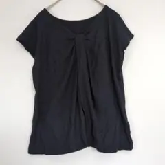 【ユニクロ】2wayタックデザイン　半袖　カットソー　ネイビー　Мサイズ