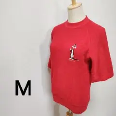 M シルベスター　五分袖　トレーナー生地　刺繍　レトロ　1894