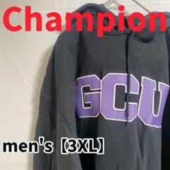 Y324【Champion】GCUビッグロゴ長袖パーカー【3XL】ブラック