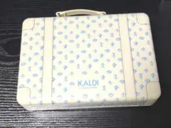 KALDI　カルディ　トランク缶　 水色×ベージュ　缶のみ