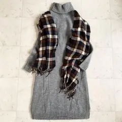 ベイジ BEIGE タートルネック ウール ニット ロング ワンピース