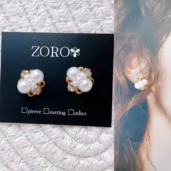 人気！✦再販✦ホワイトビジューピアス★長さ約1.5cm