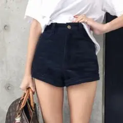 juemi コーデュロイショートパンツ　ブラック　Sサイズ
