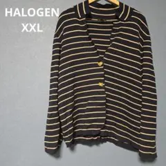 HALOGEN ストライプ ジャケット【2XL】ネイビー アイボリー
