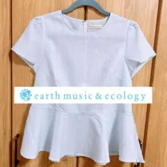 earth music&ecology アース ストライプ柄 ペムラム ブラウス