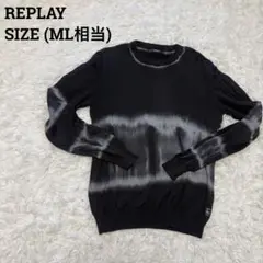 リプレイ　REPLAY♦︎美品　長袖　ニット　セーター　生地薄め　ブラック　グレー