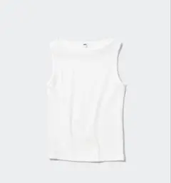 UNIQLO リブボートネックノースリーブT