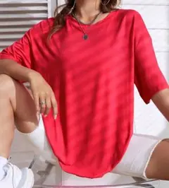 INAWLY 無地柄 ドロップショルダーTシャツ