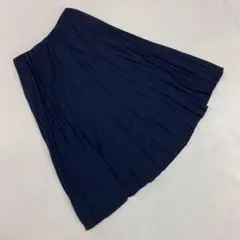 UNIQLO プリーツスカート ミモレ丈 ネイビー ポリエステル Lサイズ