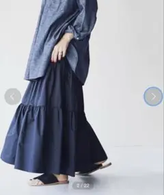 JOURNAL STANDARD ライトメモリーティアードスカート◆ネイビー