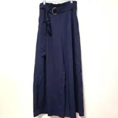 ベルト付きワイドパンツ　ネイビー　XL