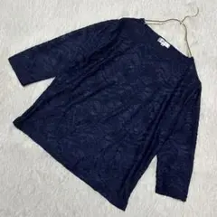 着楽美 カットソー ネイビー M オシャレ 透け感