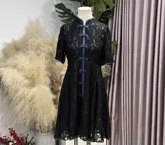 レースチャイナワンピース 黒 PAMEO POSE 同型