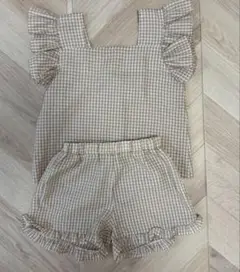 LINDO 9 110 チェック フリル セットアップ 韓国子供服