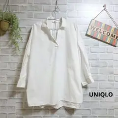 ユニクロ スキッパーシャツ ブラウス 美品 大人可愛い ゆったり コットン L